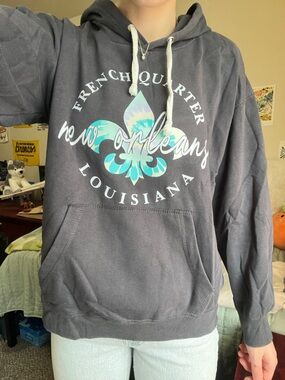 Gray Fleur-de-Lis Graphic Hoodie